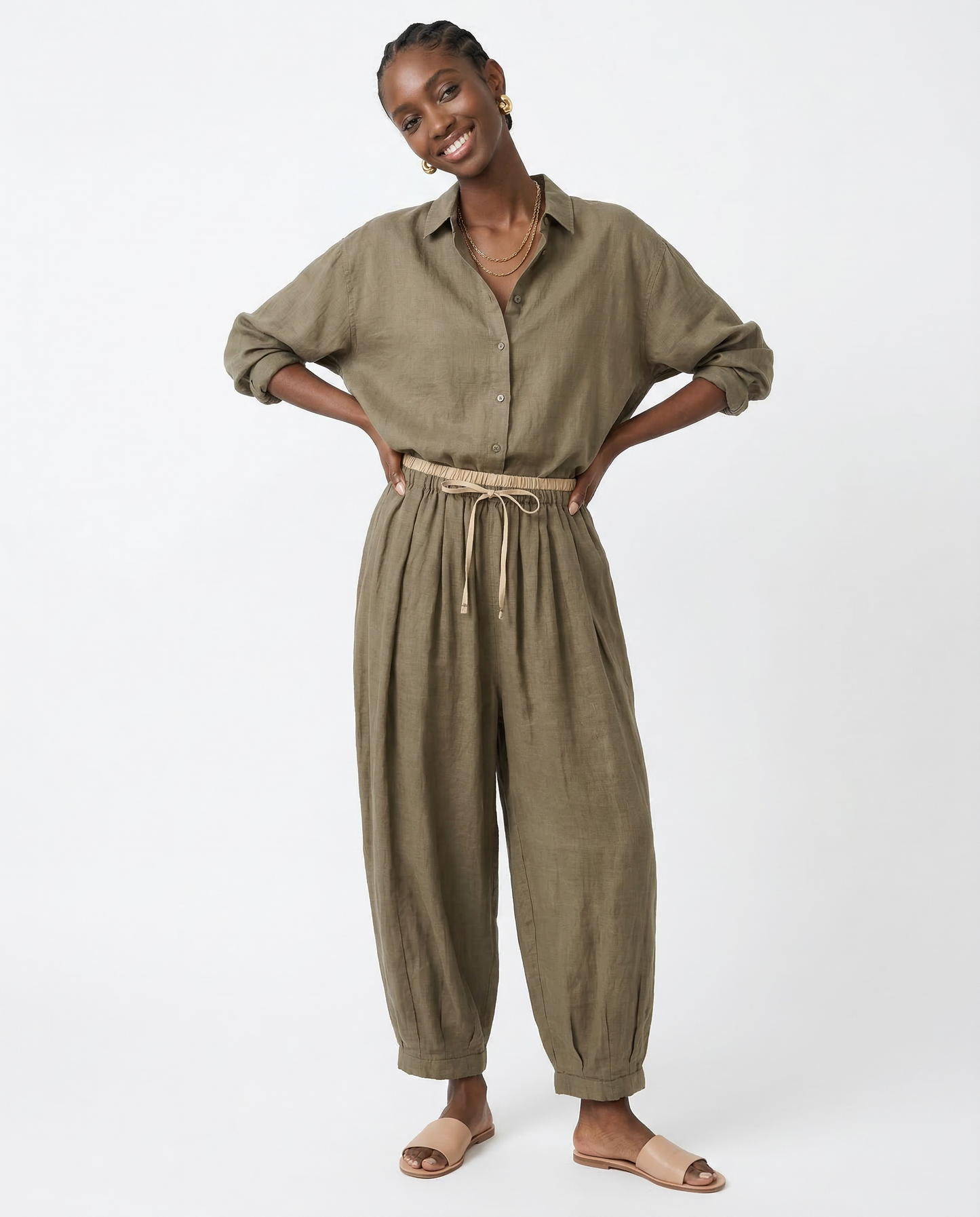 Damen Stoffhose Relaxed Fit Freizeit Sommer