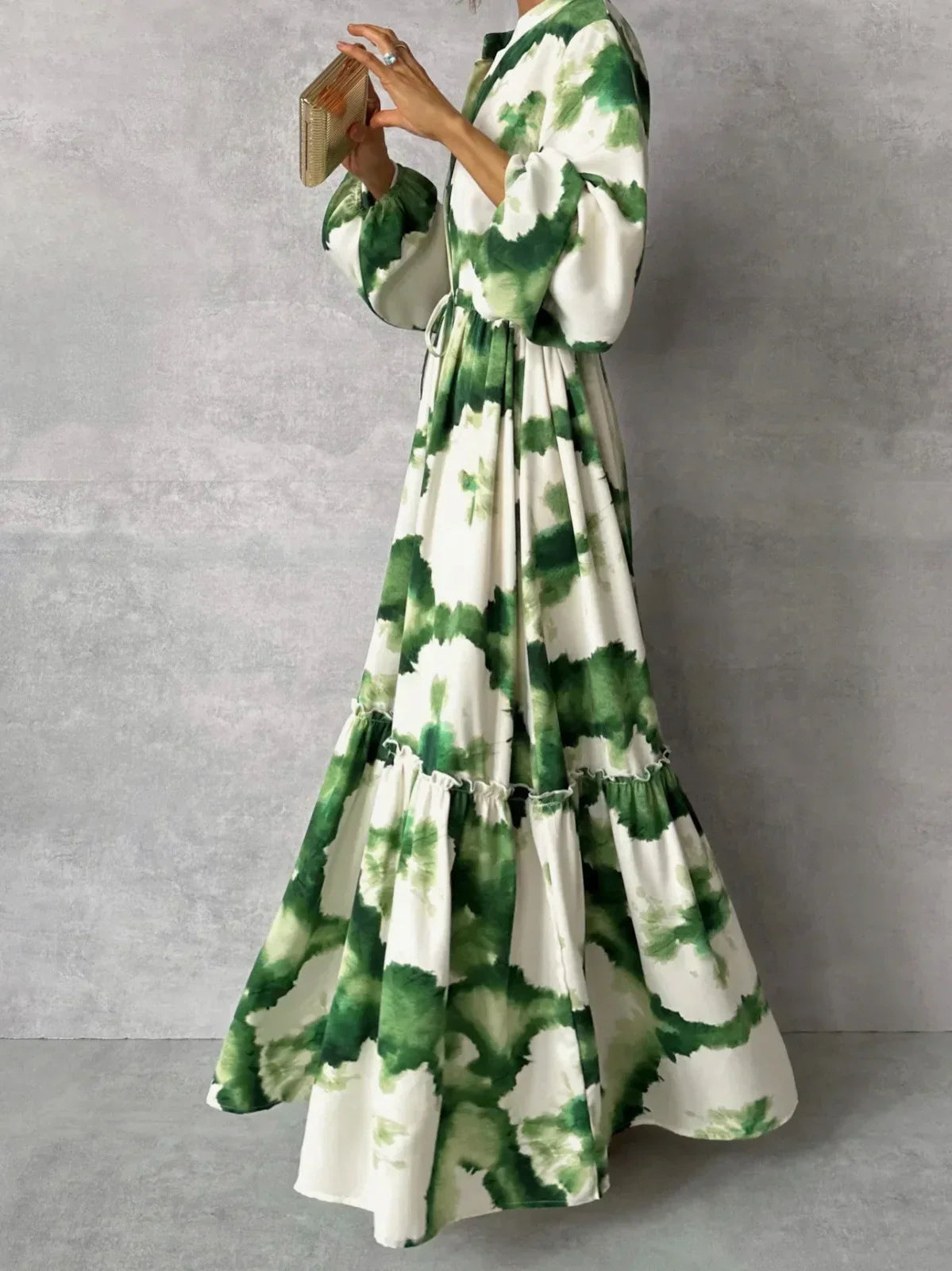 Maxikleid Damen Fließend Casual Tie-Dye Muster