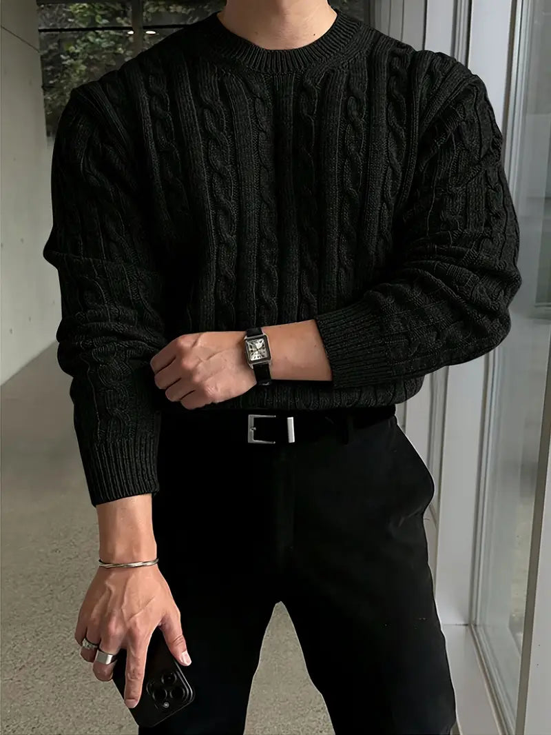 Mergim Lässiger Strickpullover Mit Langen Ärmeln