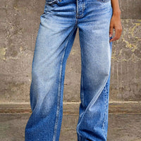 Jeans Damen Regular Fit Mittelhoher Bund Casual