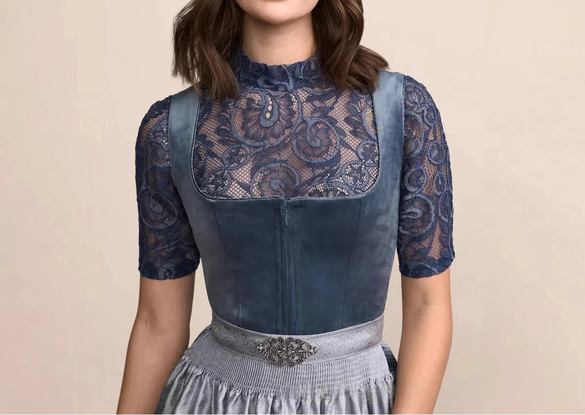 Dirndl Kleid Damen Eckiger Ausschnitt Schmuckapplikation Freizeit