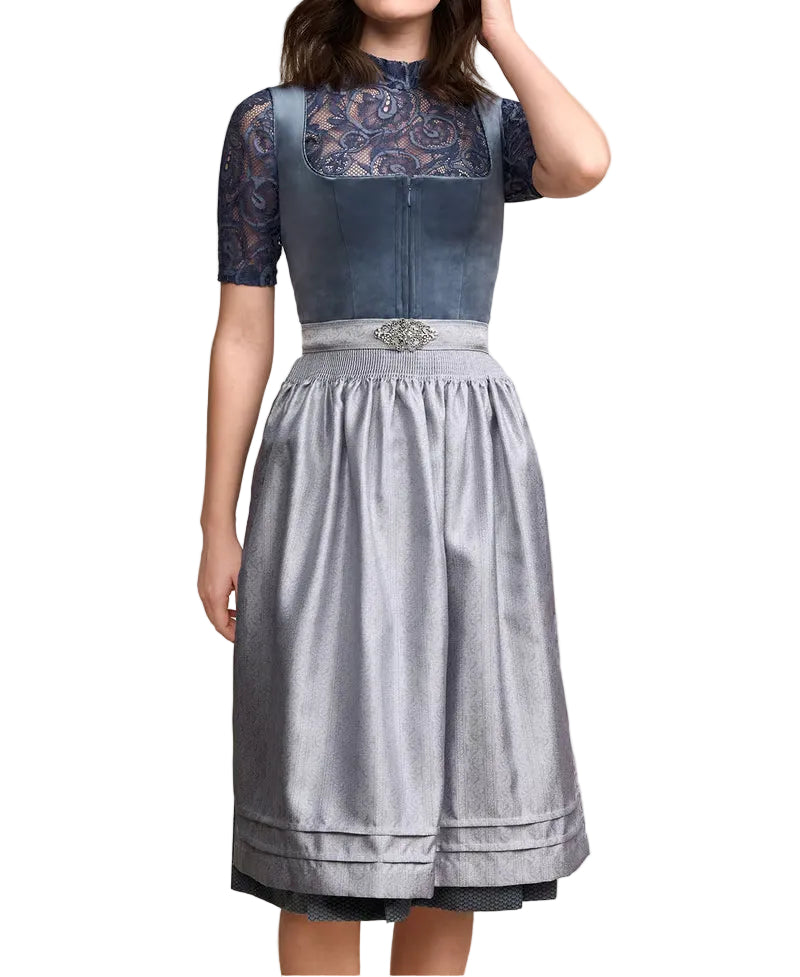 Dirndl Kleid Damen Eckiger Ausschnitt Schmuckapplikation Freizeit