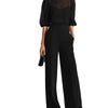 Dreiteiler Damen Transparentes Oberteil Weite Hose Elegant