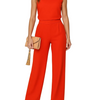 Jumpsuit Damen Ärmellos Stehkragen Weite Beinform Lang