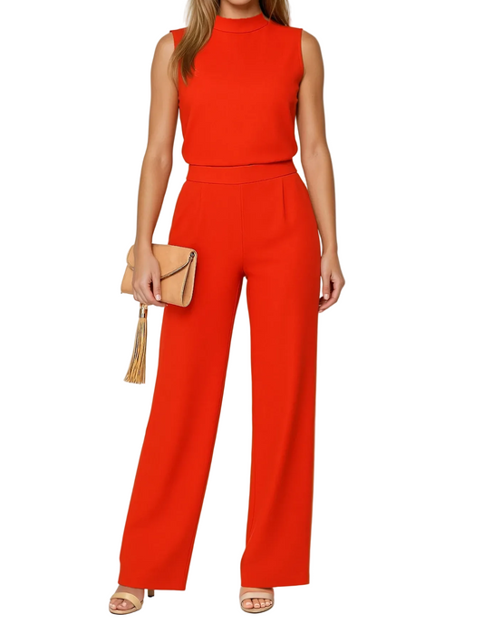 Combinaison femme sans manches Col montant Jambes larges Longue