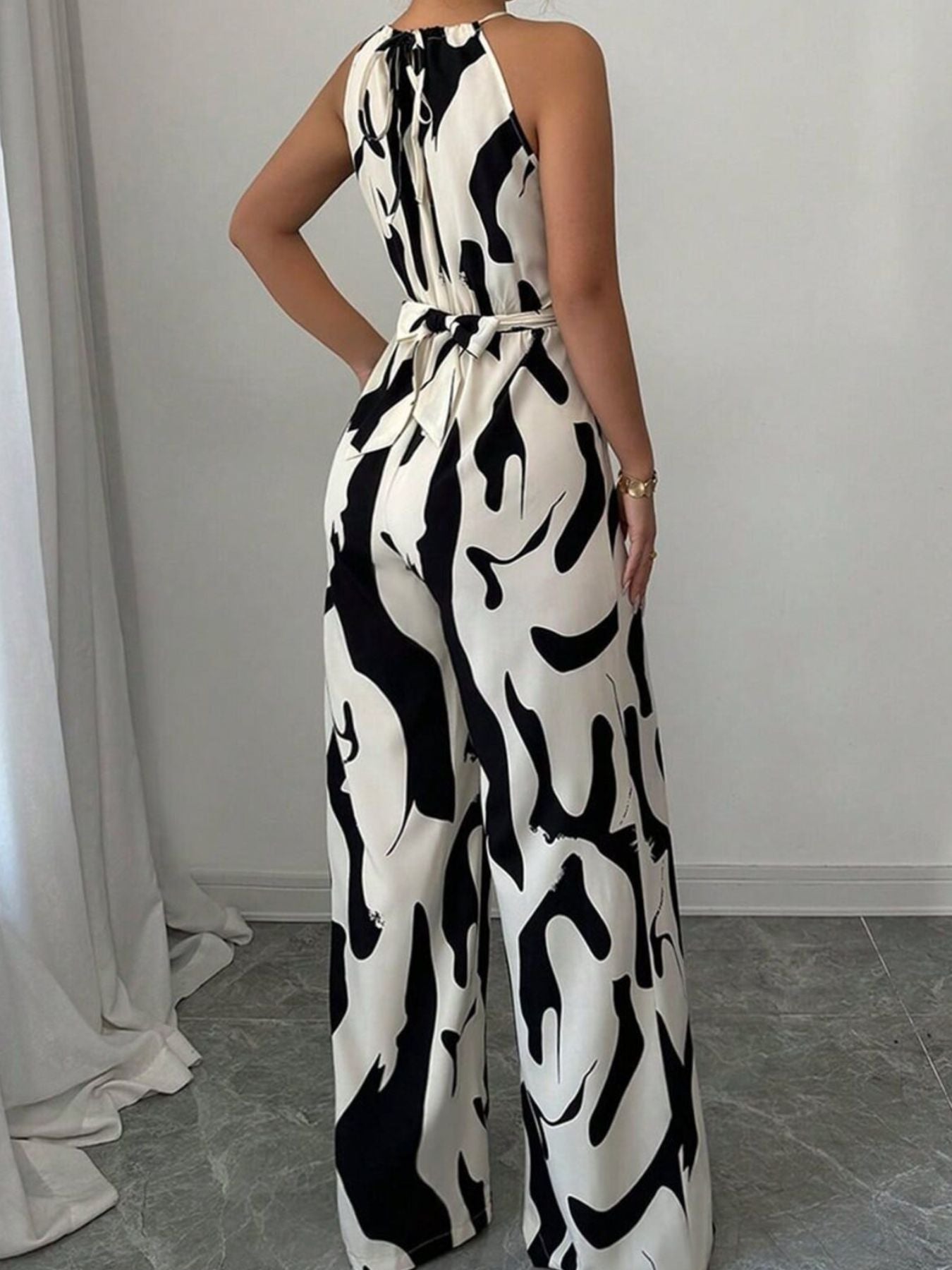 Jumpsuit Damen Ärmellos Neckholder Weites Bein Casual