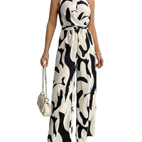 Jumpsuit Damen Ärmellos Neckholder Weites Bein Casual