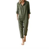 Jumpsuit Damen Regular Fit Freizeit mit Knopfleiste und Kragen