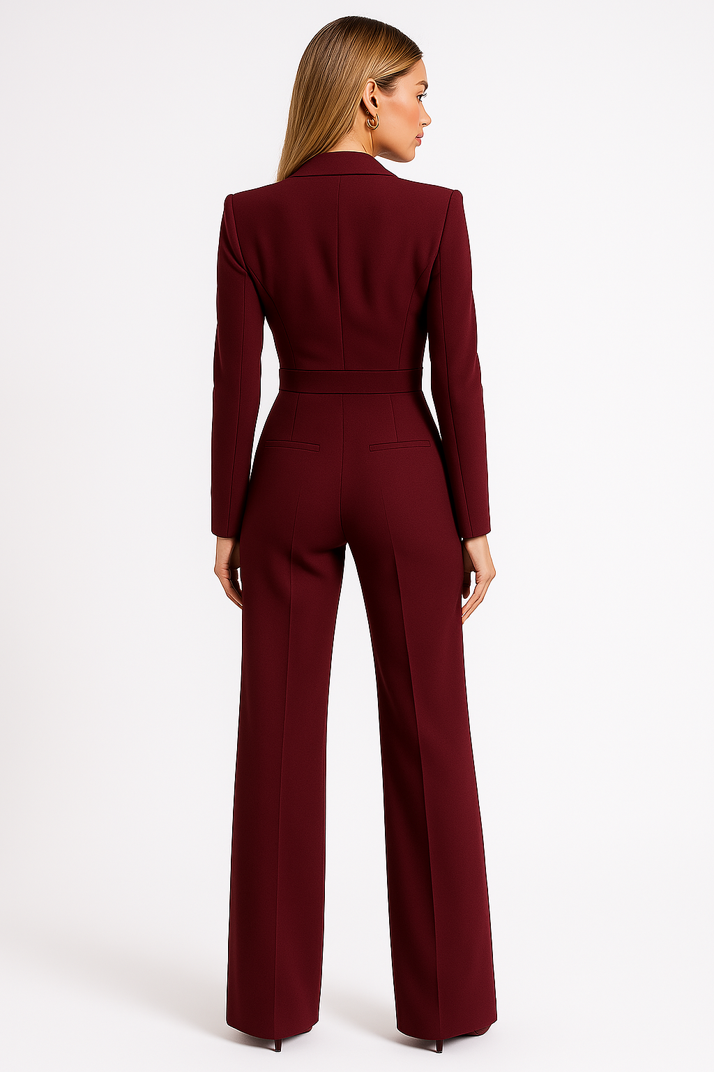 Jumpsuit Damen Weit Bein Reverskragen Langarm Freizeit