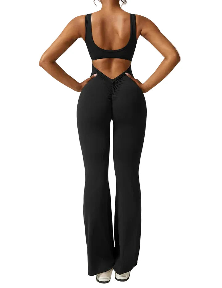 Jumpsuit Damen Ärmellos Offener Rücken Ausgestellte Beine