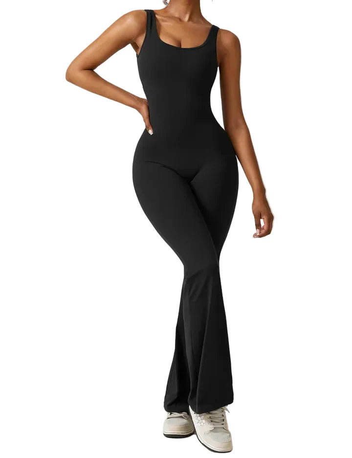 Jumpsuit Damen Ärmellos Offener Rücken Ausgestellte Beine