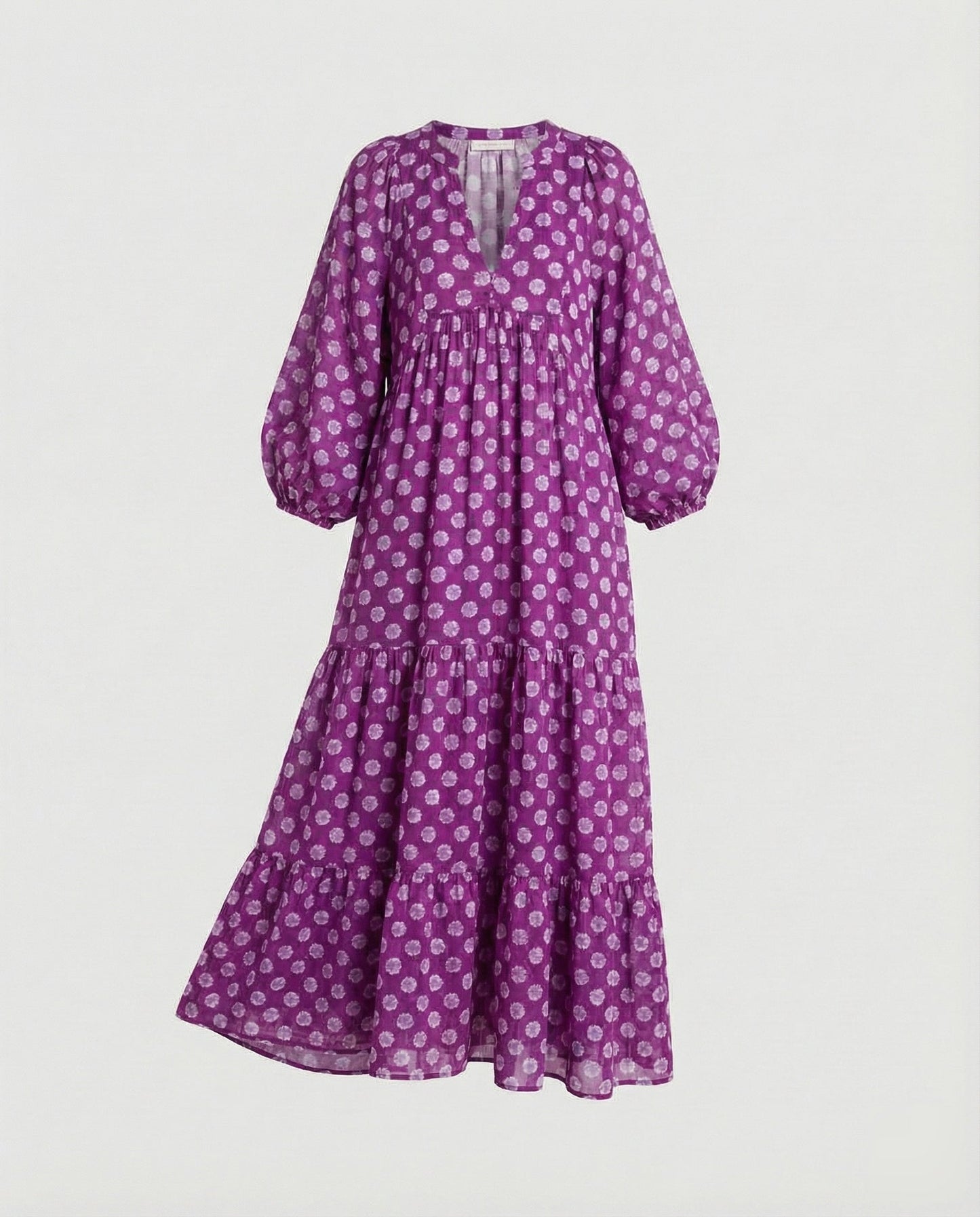Lulu | Midikleid Damen V-Ausschnitt Gestufter Rock Midilänge Freizeit