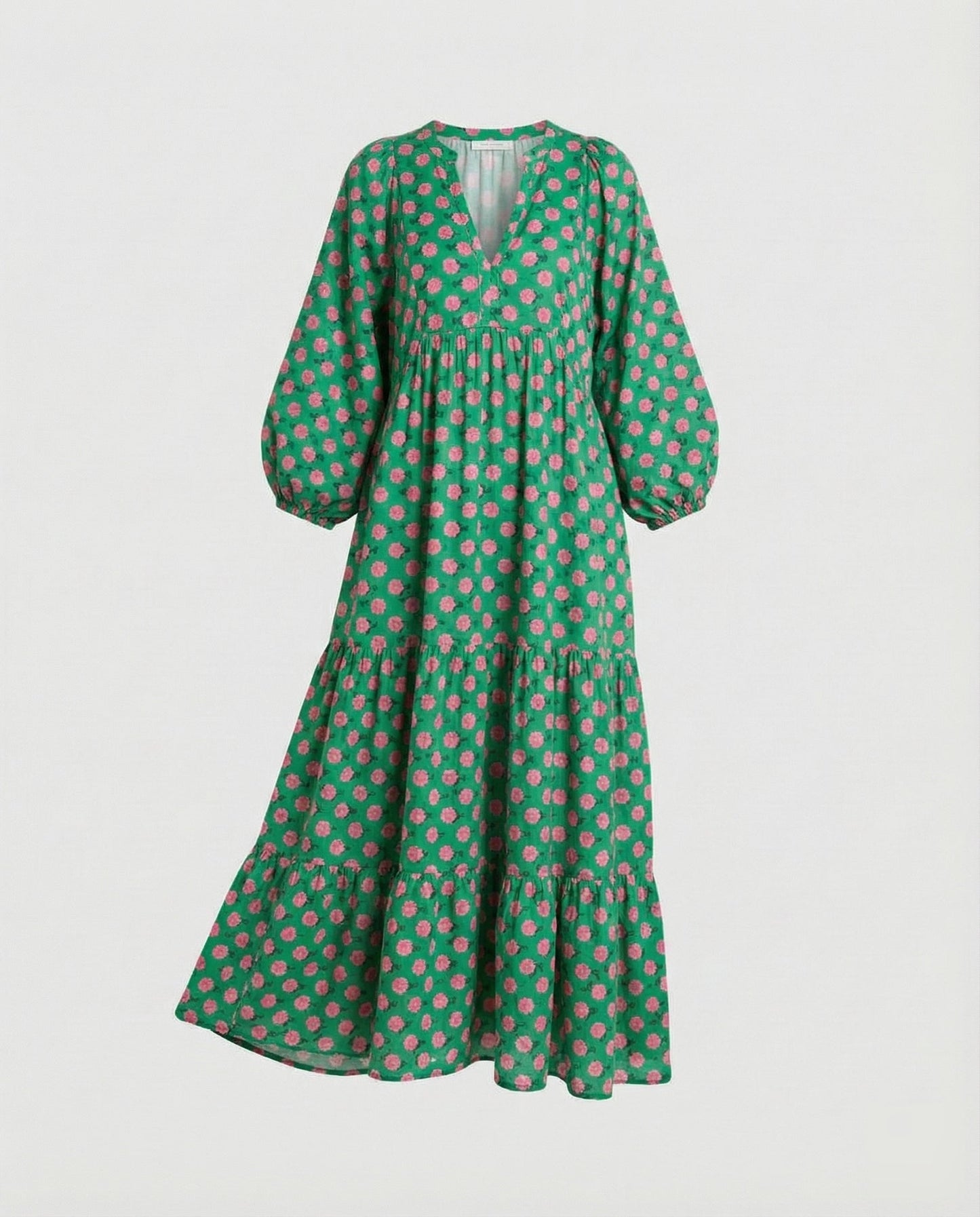 Lulu | Midikleid Damen V-Ausschnitt Gestufter Rock Midilänge Freizeit