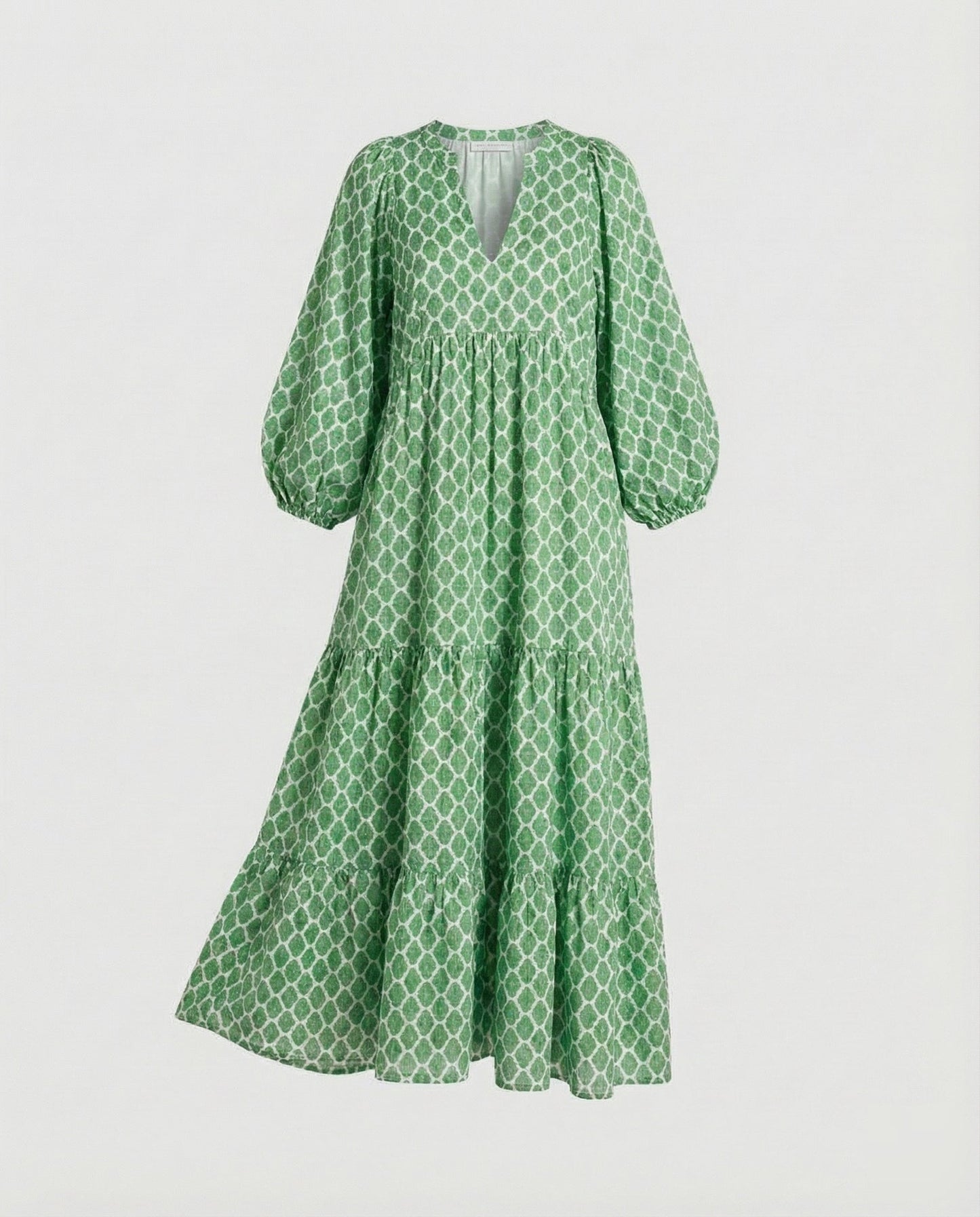 Lulu | Midikleid Damen V-Ausschnitt Gestufter Rock Midilänge Freizeit