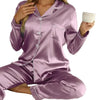 Pyjama Set Damen Langarm Reverskragen Freizeit
