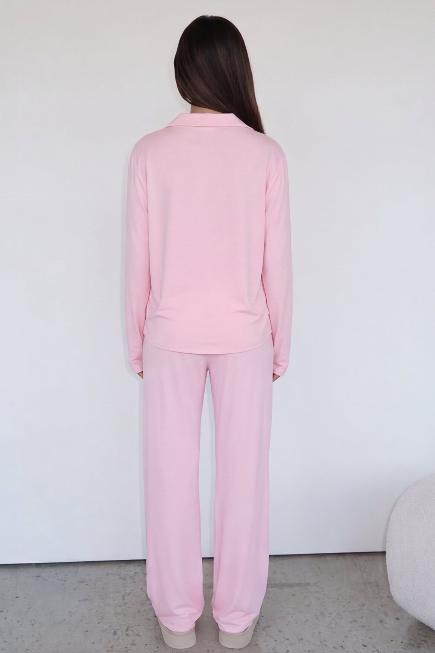 Zweiteiler Damen Langarm Pyjama Knopfleiste Reverskragen