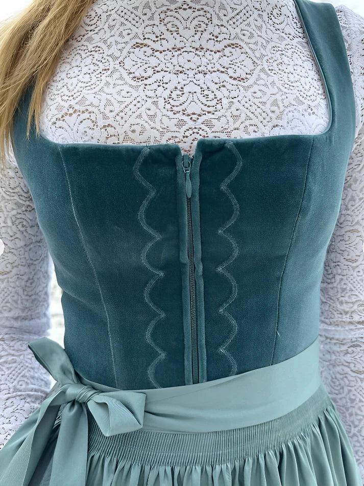 Dirndl Damen Tailliert Midi Freizeit mit Schürze