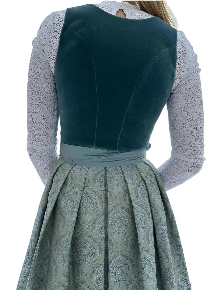 Dirndl Damen Tailliert Midi Freizeit mit Schürze