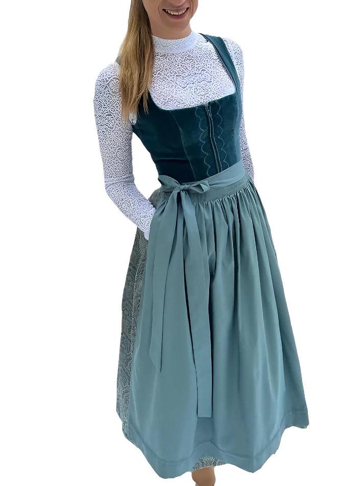 Dirndl Damen Tailliert Midi Freizeit mit Schürze