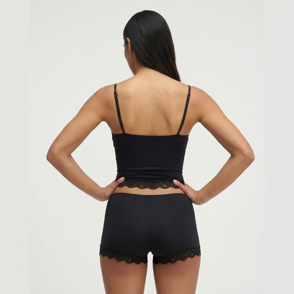 Zweiteiler Damen Slim Fit Spitzenbesatz Verstellbare Träger