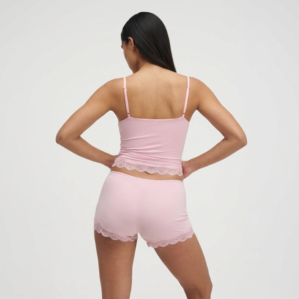 Zweiteiler Damen Slim Fit Spitzenbesatz Verstellbare Träger