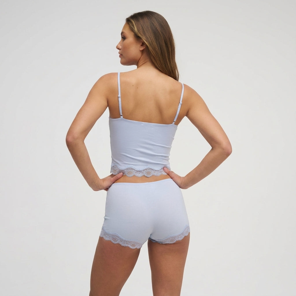 Zweiteiler Damen Slim Fit Spitzenbesatz Verstellbare Träger