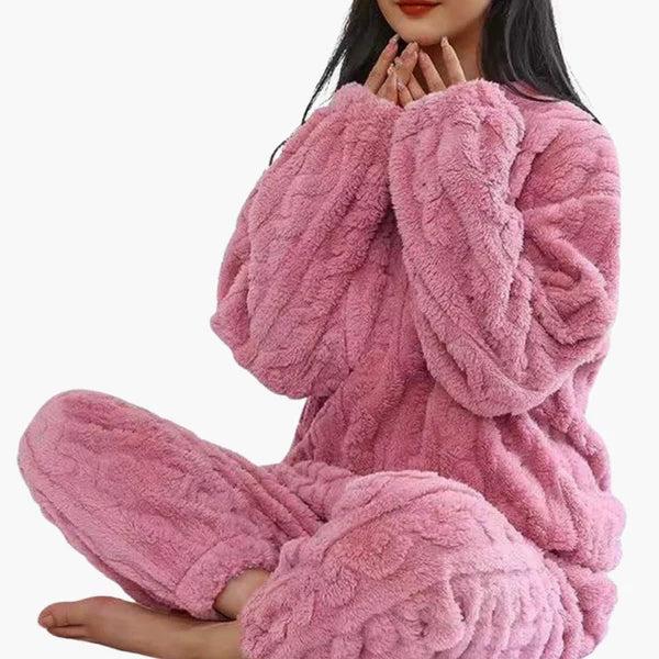 Zweiteiler Damen Relaxed Fit Freizeit Pyjama Set Struktur