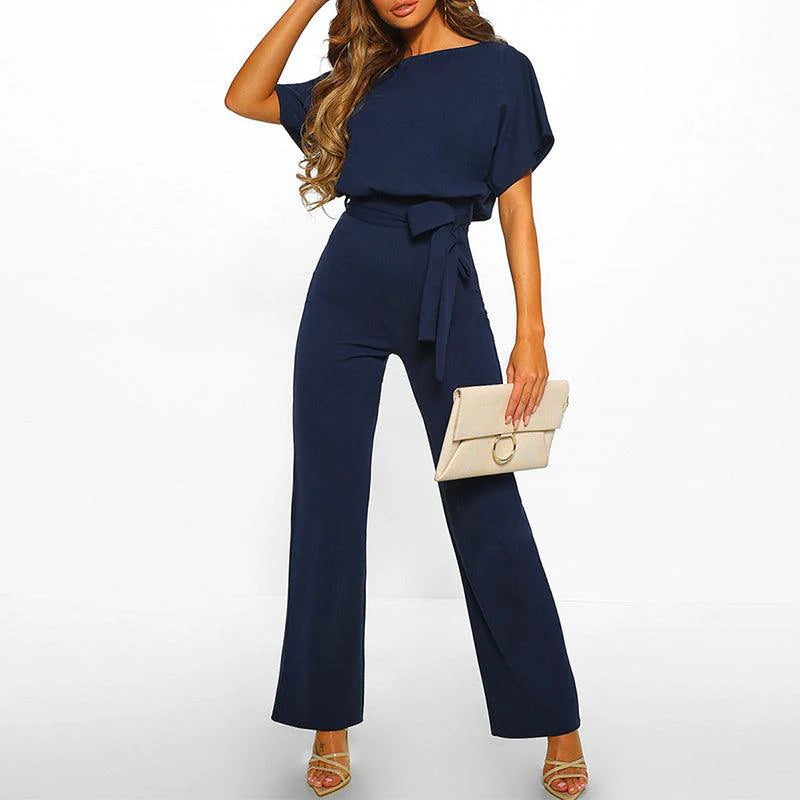 Jumpsuit Damen Relaxed Fit Freizeit Taillenband Weites Bein