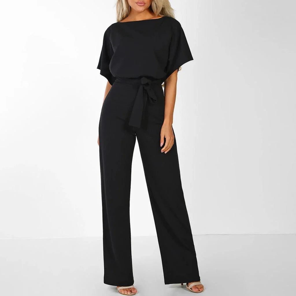 Jumpsuit Damen Relaxed Fit Freizeit Taillenband Weites Bein