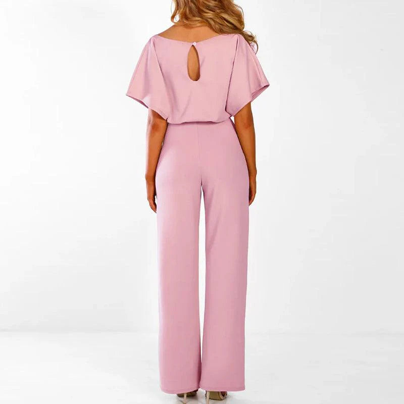 Jumpsuit Damen Relaxed Fit Freizeit Taillenband Weites Bein