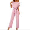 Jumpsuit Damen Relaxed Fit Freizeit Taillenband Weites Bein