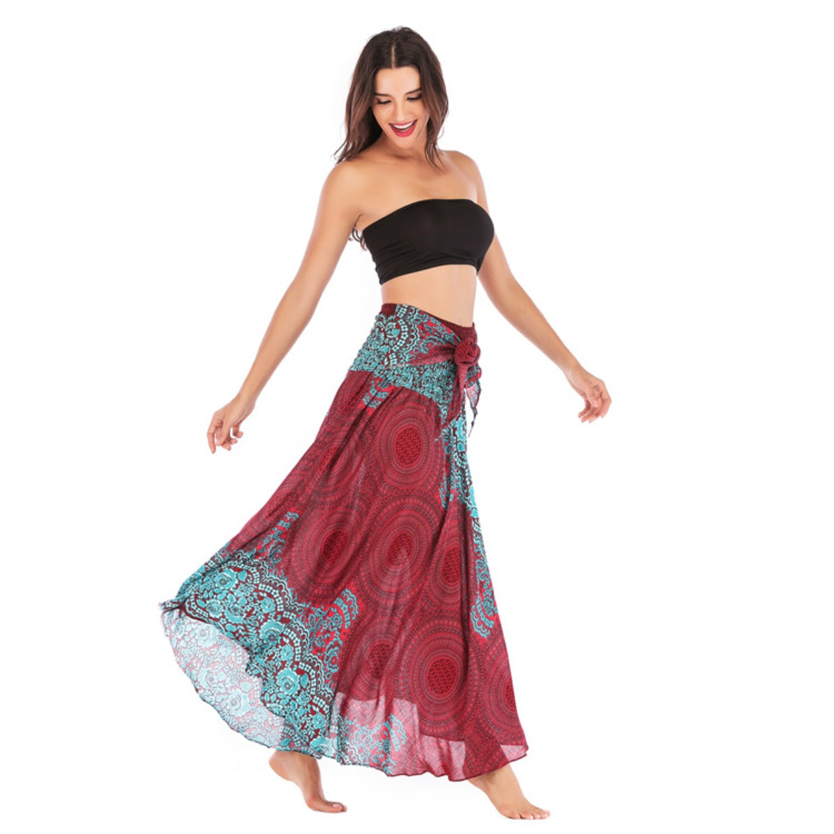 Strandkleid Damen Vintage Langer Rock Freizeit