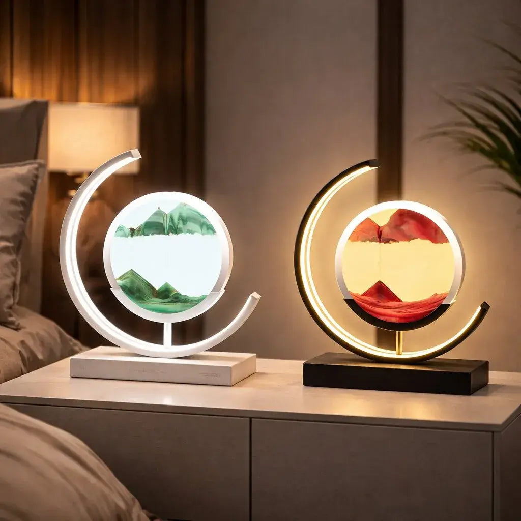 LED Tischlampe Sandbild Modern Deko Wohnzimmer Minimalistisch