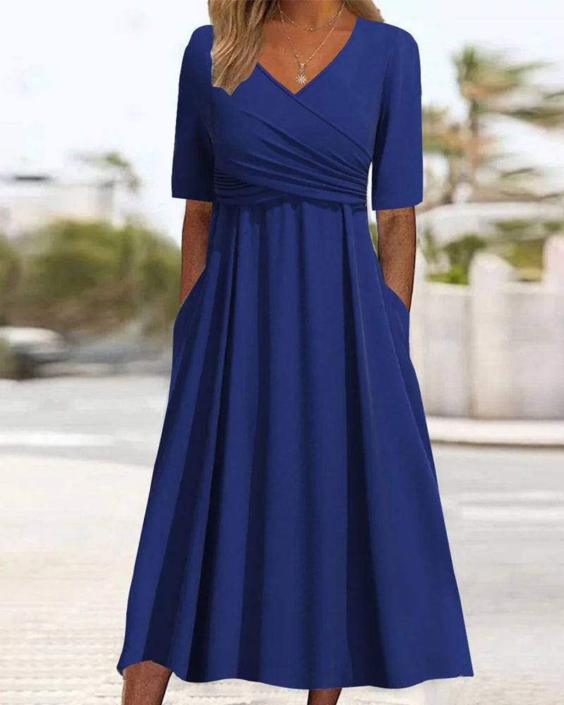Kleid Damen A-Linie Kurzarm Casual Sommer