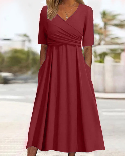 Kleid Damen A-Linie Kurzarm Casual Sommer