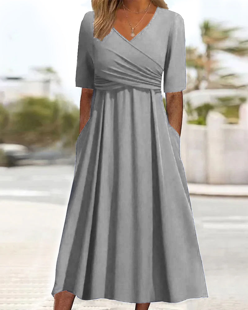 Kleid Damen A-Linie Kurzarm Casual Sommer