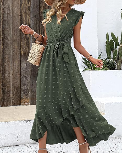 Faltenrock Kleid Damen Elegant Midi Casual