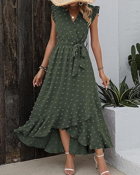 Faltenrock Kleid Damen Elegant Midi Casual