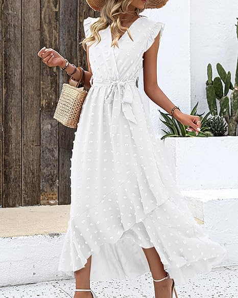 Faltenrock Kleid Damen Elegant Midi Casual