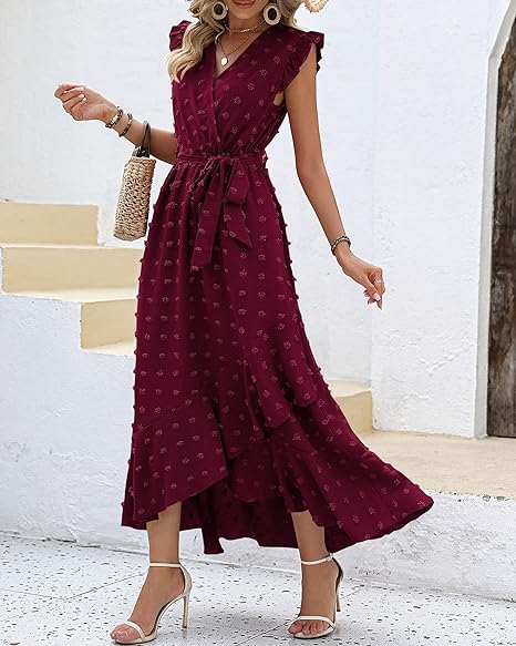 Faltenrock Kleid Damen Elegant Midi Casual