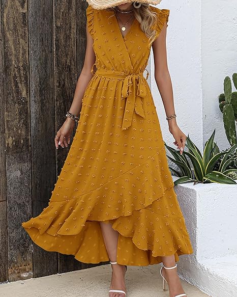 Faltenrock Kleid Damen Elegant Midi Casual