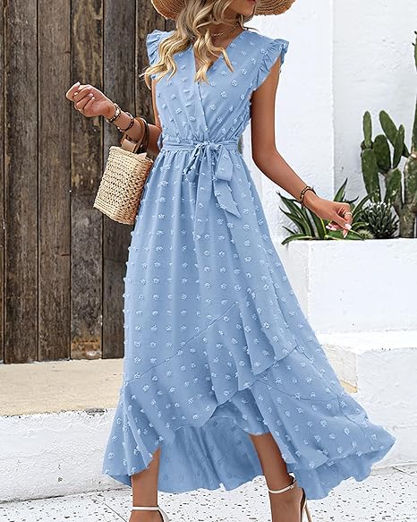 Faltenrock Kleid Damen Elegant Midi Casual