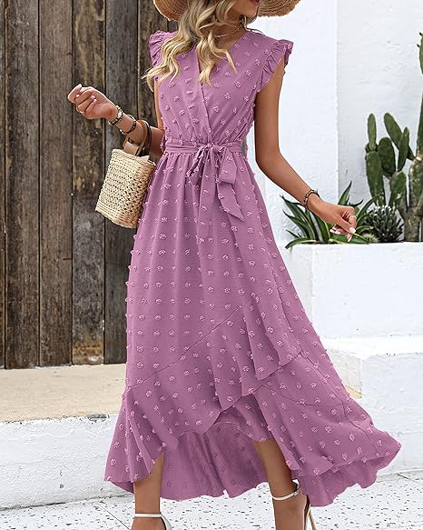 Faltenrock Kleid Damen Elegant Midi Casual