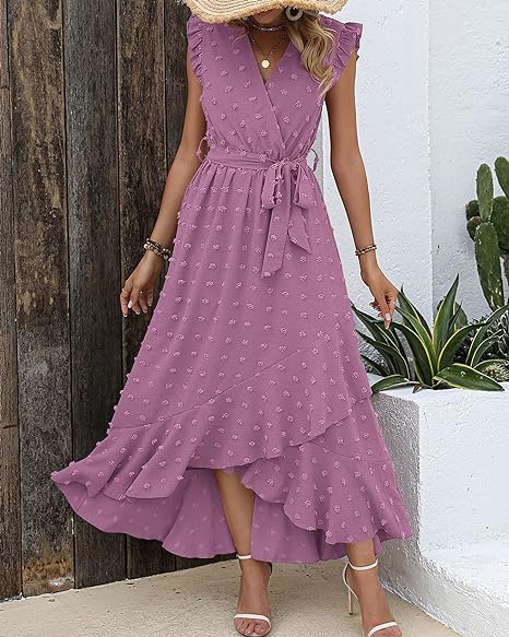 Faltenrock Kleid Damen Elegant Midi Casual