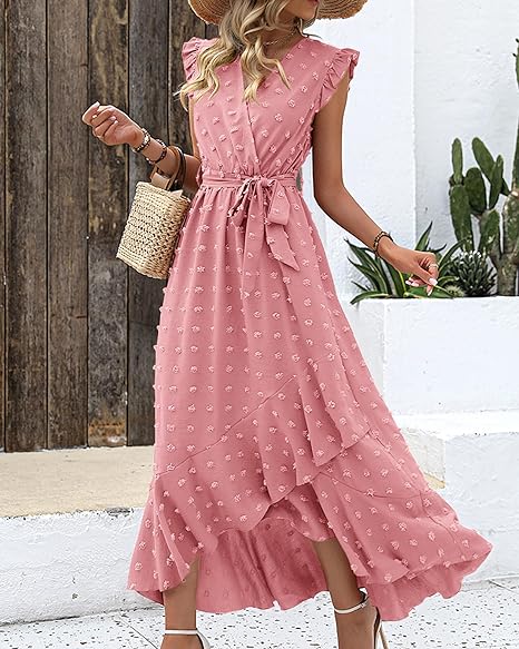 Faltenrock Kleid Damen Elegant Midi Casual