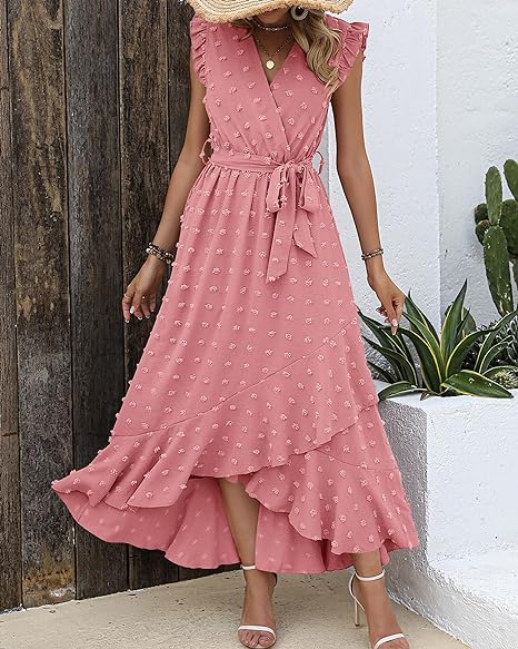 Faltenrock Kleid Damen Elegant Midi Casual