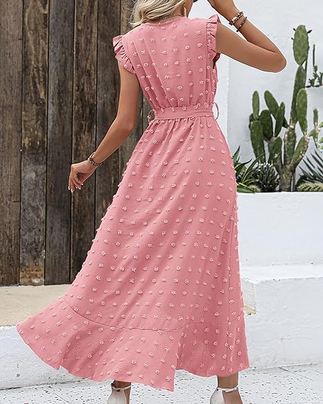 Faltenrock Kleid Damen Elegant Midi Casual