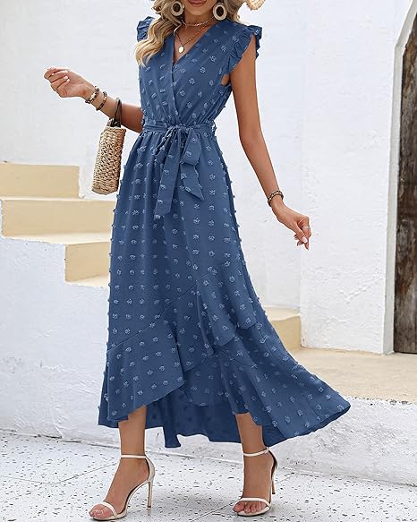 Faltenrock Kleid Damen Elegant Midi Casual