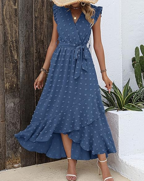 Faltenrock Kleid Damen Elegant Midi Casual