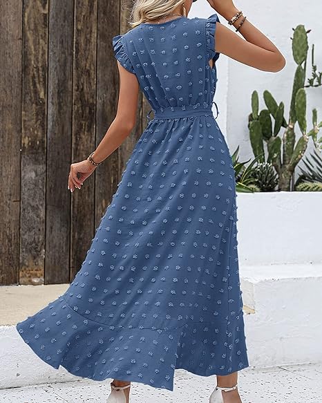 Faltenrock Kleid Damen Elegant Midi Casual